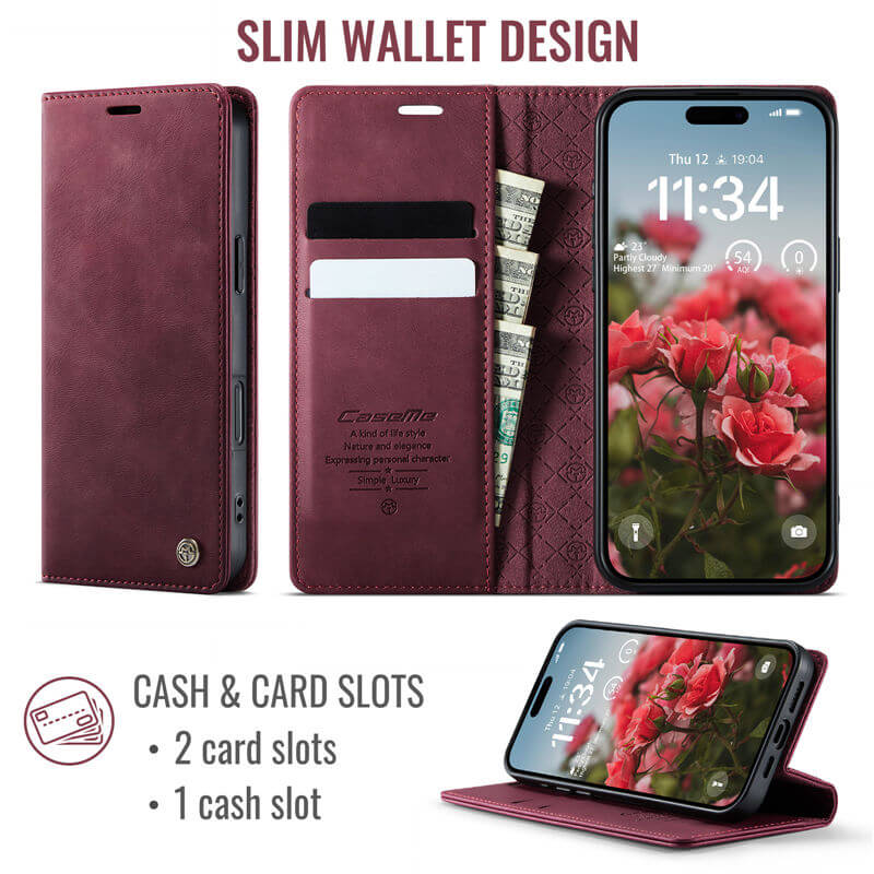 CaseMe iPhone 17 Pro Magnetic Wallet Case with RFID Blocking