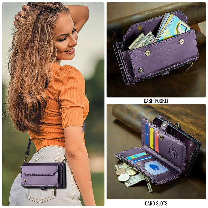 CaseMe iPhone 17 Pro Wallet RFID Blocking Crossbody Phone Case
