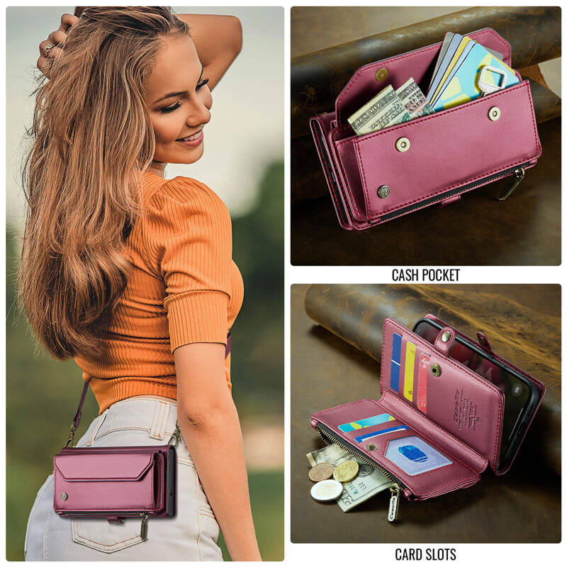 CaseMe iPhone 17 Pro Wallet RFID Blocking Crossbody Phone Case