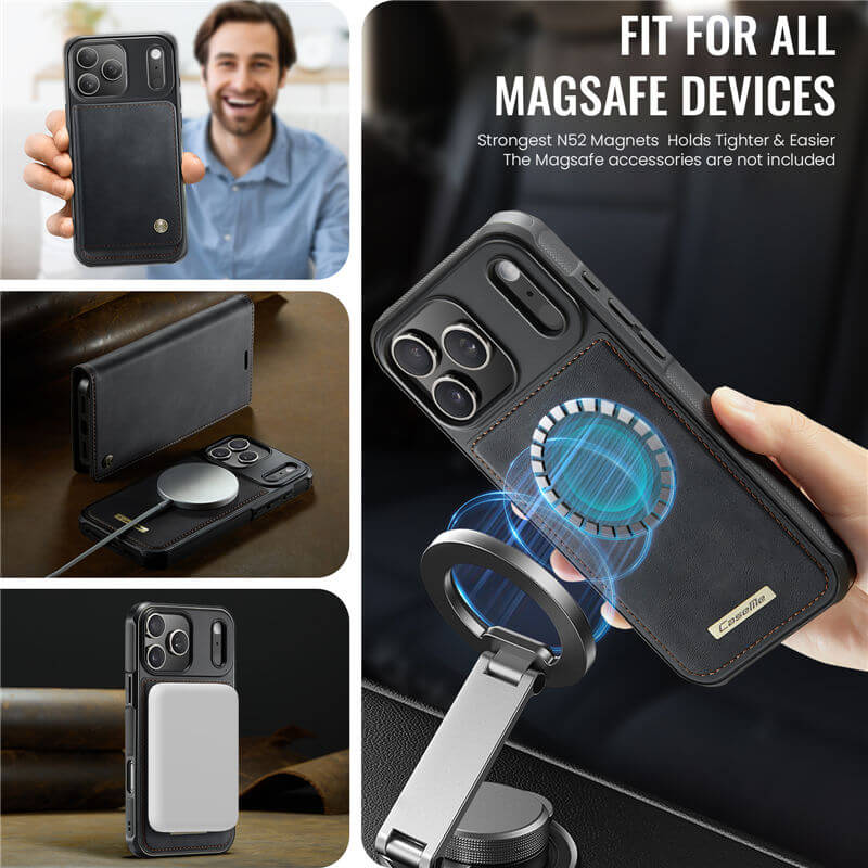CaseMe iPhone 17 Pro 2-in-1 Magnetic Wallet Case