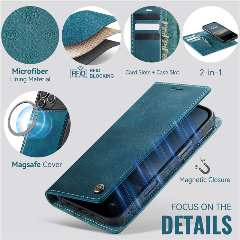 CaseMe iPhone 17 Pro Max 2-in-1 Magnetic Wallet Case