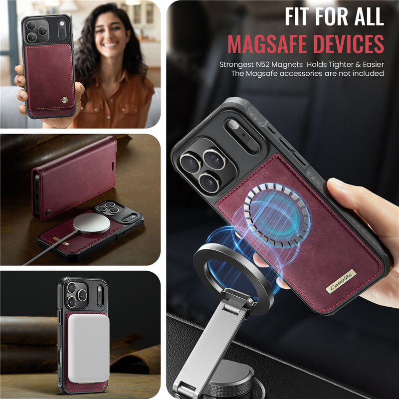 CaseMe iPhone 17 Pro 2-in-1 Magnetic Wallet Case