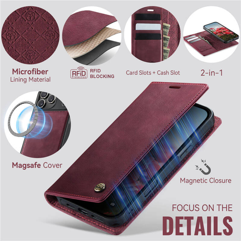 CaseMe iPhone 17 Pro 2-in-1 Magnetic Wallet Case