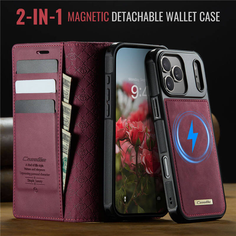 CaseMe iPhone 17 Pro 2-in-1 Magnetic Wallet Case