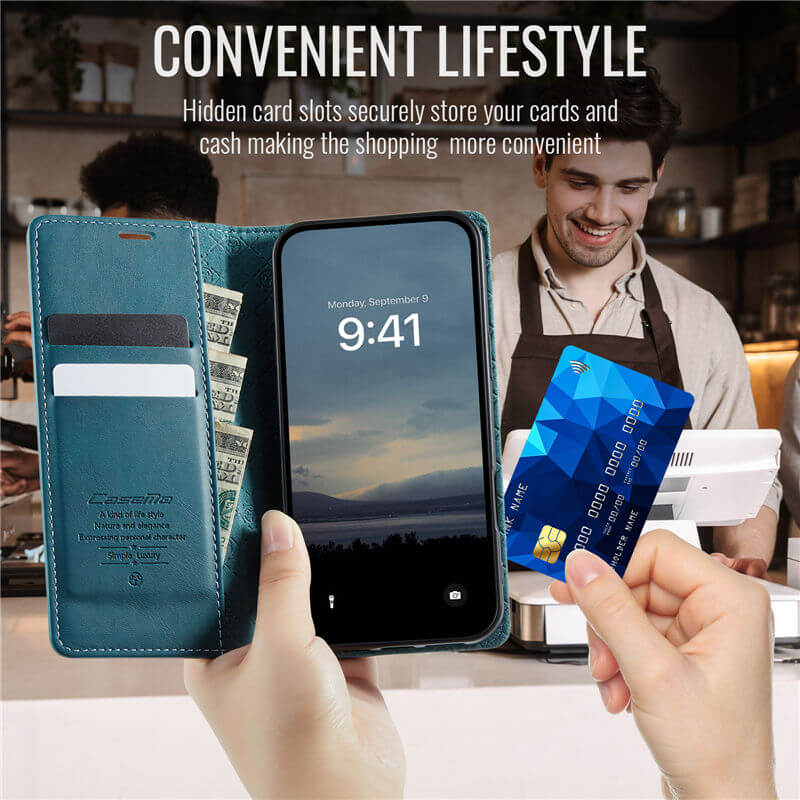CaseMe iPhone 17 Magnetic Wallet Case with RFID Blocking