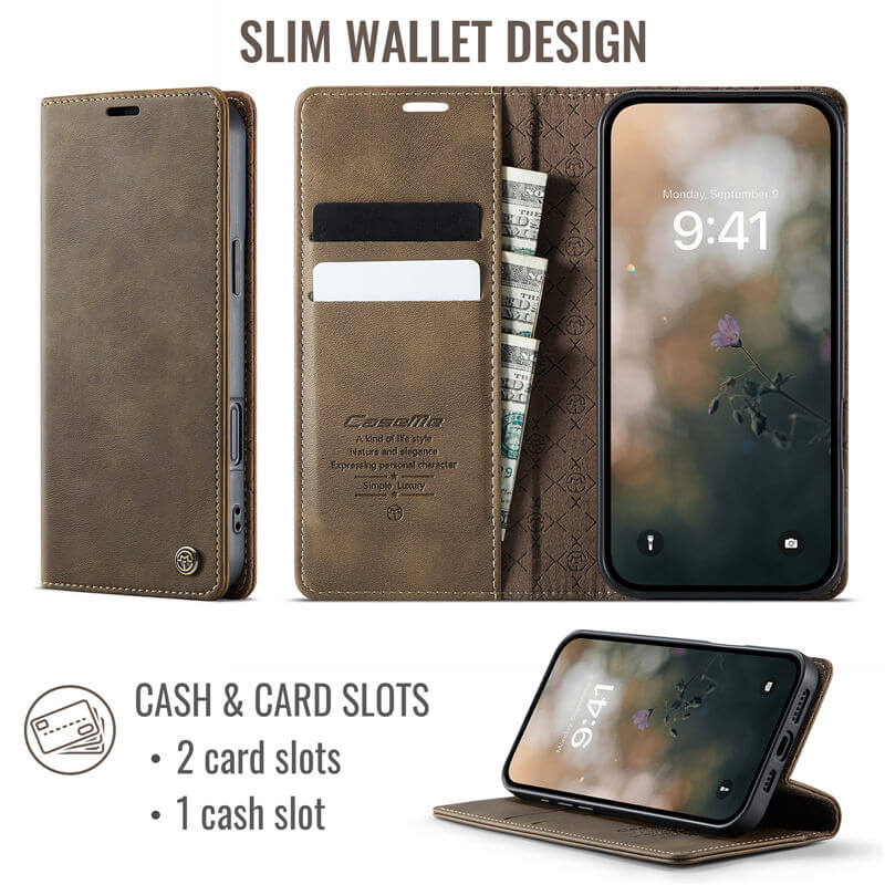CaseMe iPhone 17 Magnetic Wallet Case with RFID Blocking