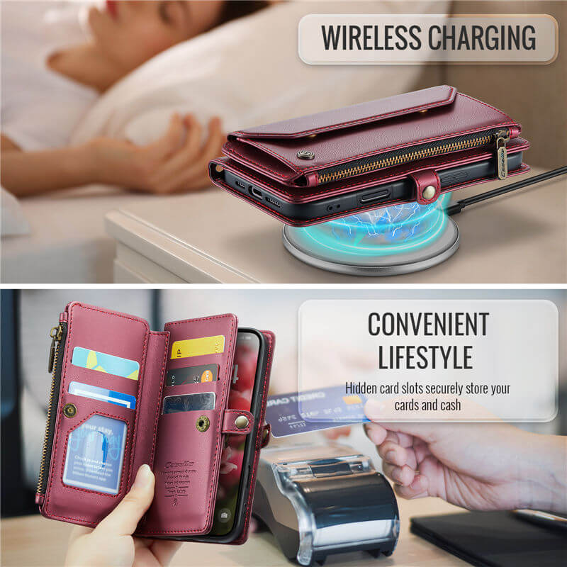 CaseMe iPhone 17 Wallet RFID Blocking Crossbody Phone Case