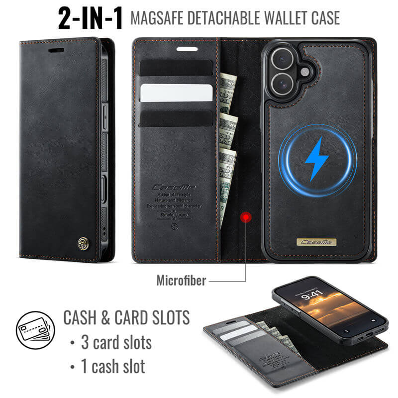 CaseMe iPhone 17 2-in-1 Magnetic Wallet Case