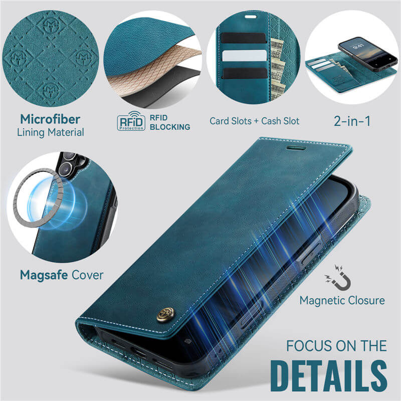CaseMe iPhone 17 2-in-1 Magnetic Wallet Case