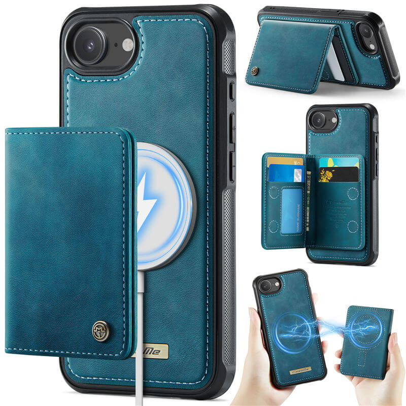 CaseMe iPhone 16e 2-in-1 Magnetic Wallet Case with RFID Blocking & MagSafe Compatible - Blue