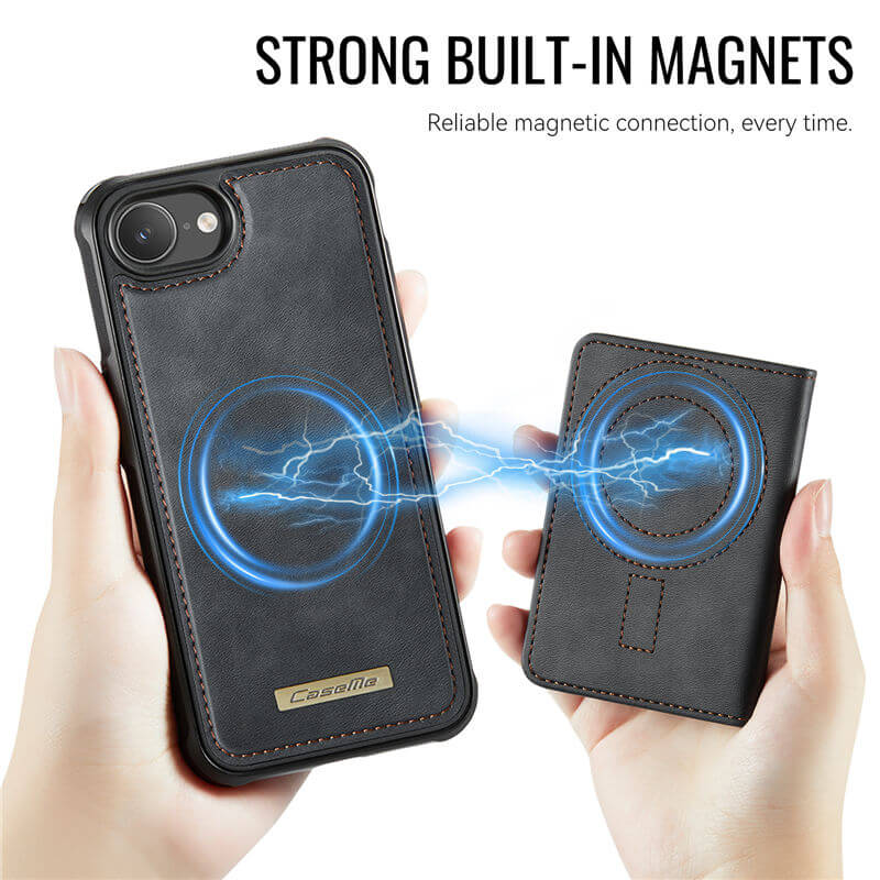 CaseMe iPhone 16e 2-in-1 Magnetic Wallet Case with RFID Blocking