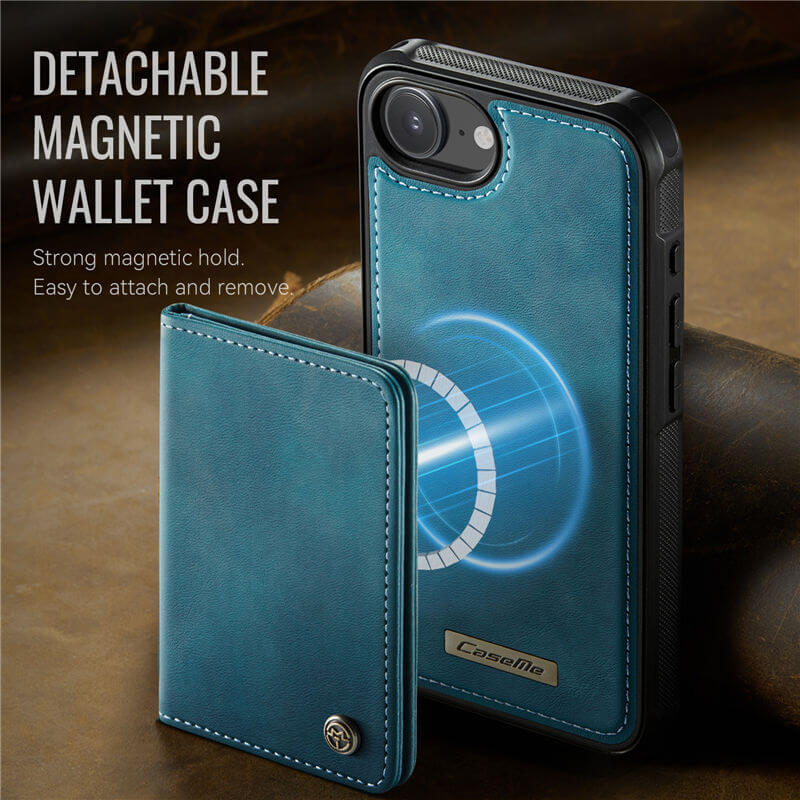 CaseMe iPhone 16e 2-in-1 Magnetic Wallet Case with RFID Blocking