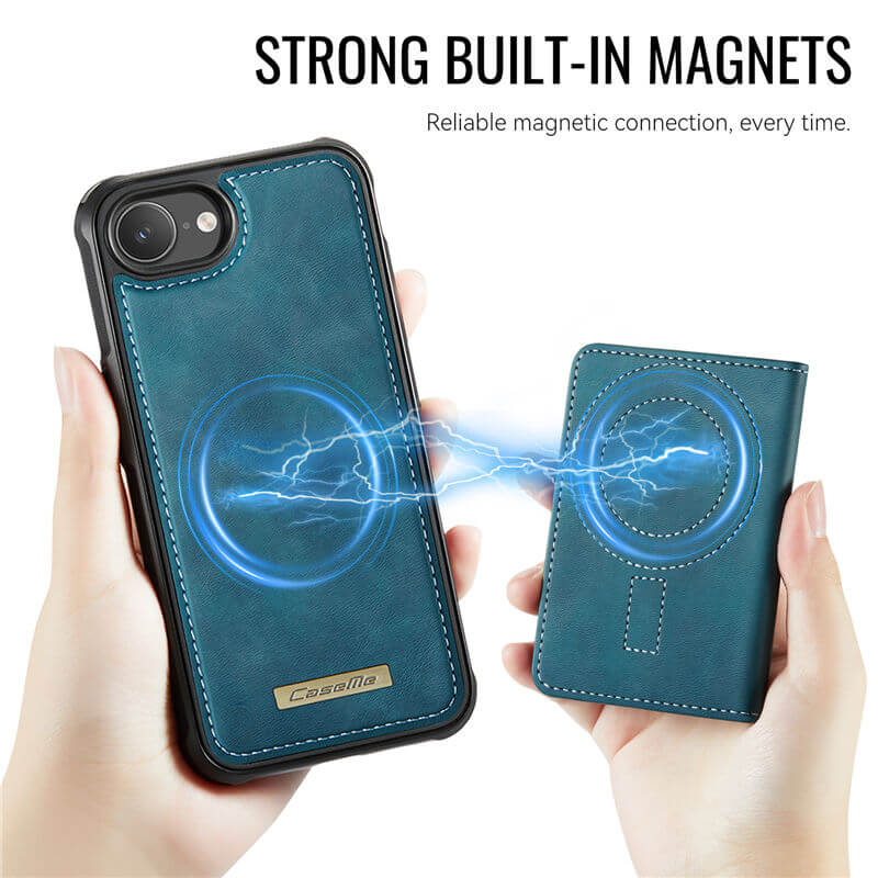 CaseMe iPhone 16e 2-in-1 Magnetic Wallet Case with RFID Blocking