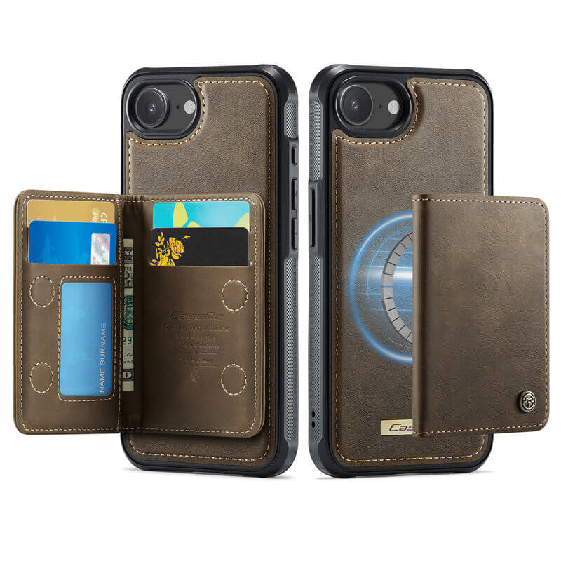 CaseMe iPhone 16e 2-in-1 Magnetic Wallet Case with RFID Blocking