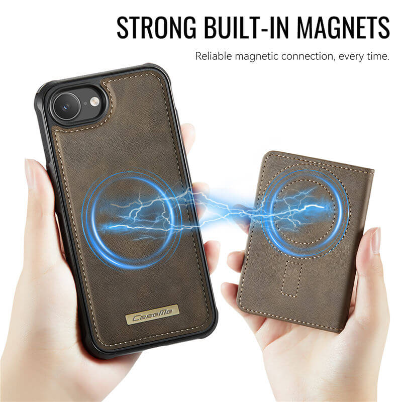 CaseMe iPhone 16e 2-in-1 Magnetic Wallet Case with RFID Blocking