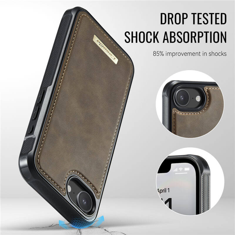 CaseMe iPhone 16e 2-in-1 Magnetic Wallet Case with RFID Blocking