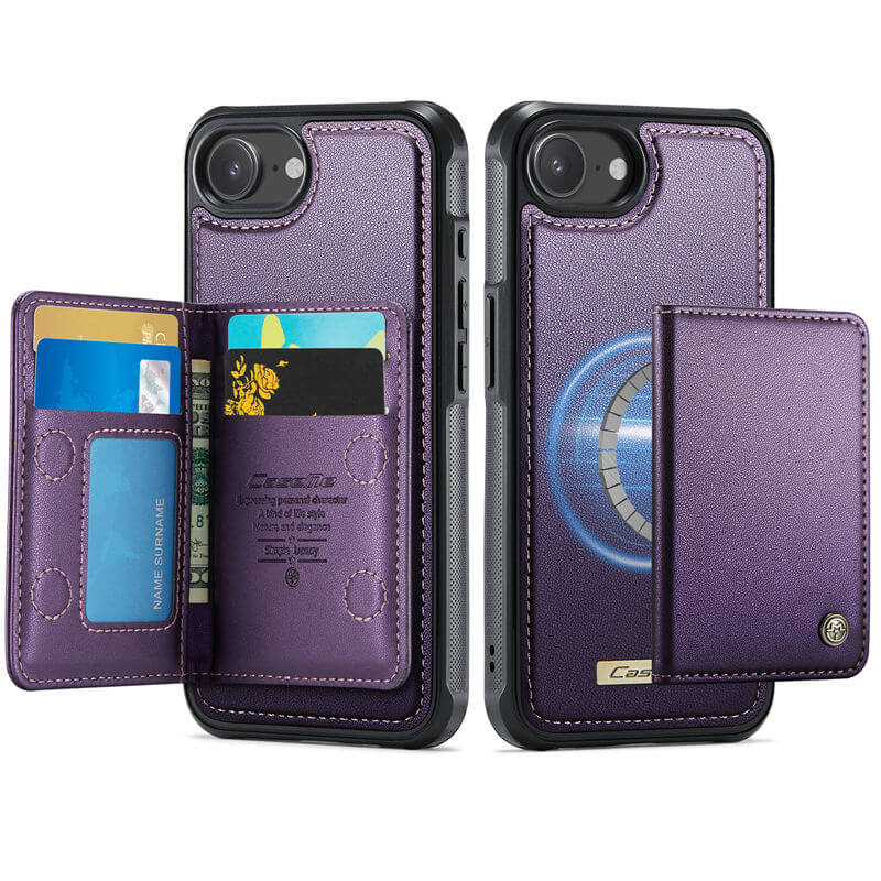 CaseMe iPhone 16e 2-in-1 Magnetic Wallet Case with RFID Blocking