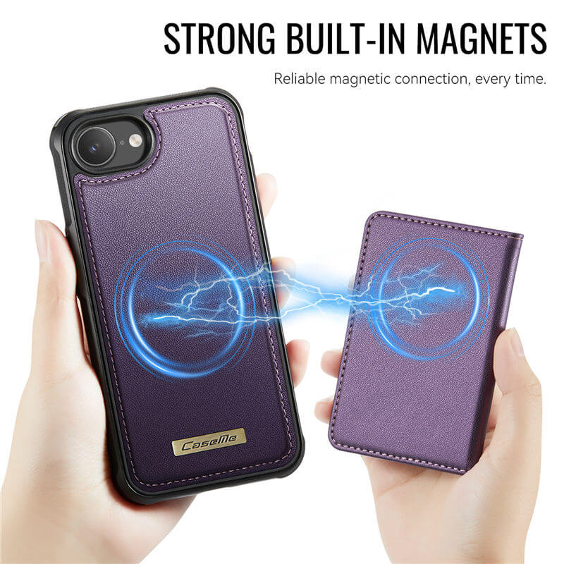 CaseMe iPhone 16e 2-in-1 Magnetic Wallet Case with RFID Blocking
