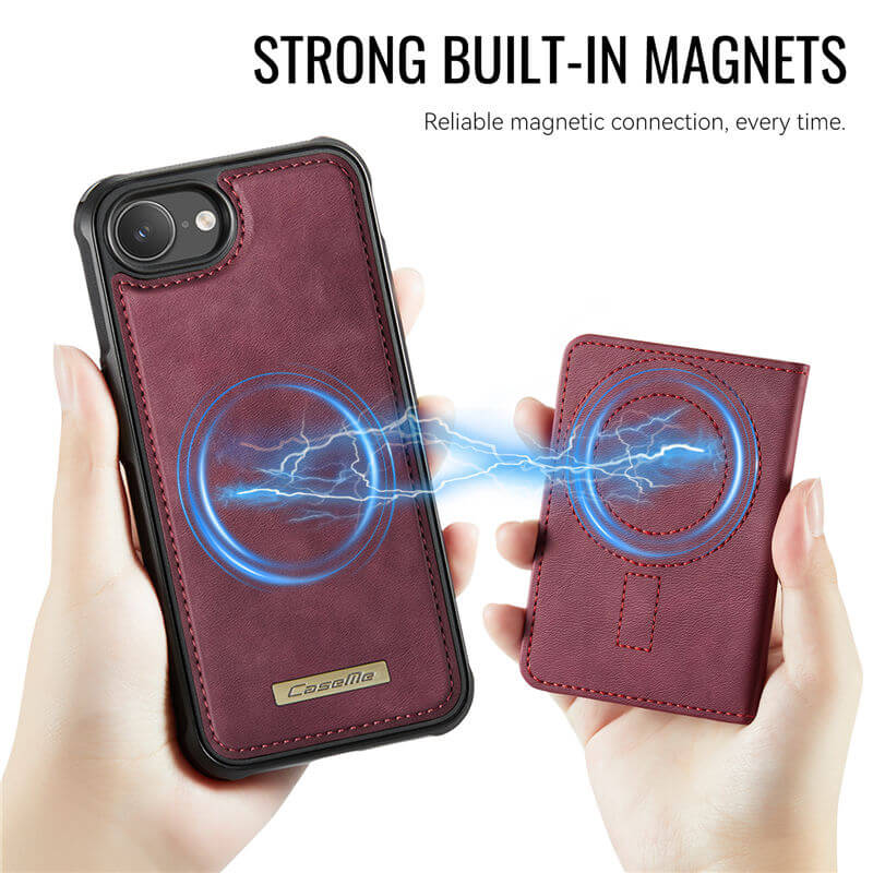 CaseMe iPhone 16e 2-in-1 Magnetic Wallet Case with RFID Blocking