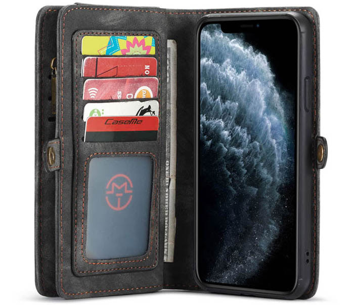 CaseMe iPhone 11 Pro Max Zipper Wallet Magnetic Detachable 2 in 1 Folio Case