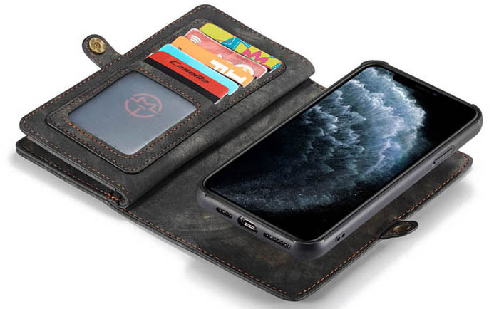 CaseMe iPhone 11 Max Zipper Wallet Magnetic Detachable 2 in 1 Folio Case