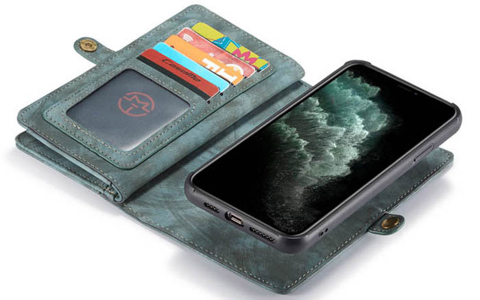 CaseMe iPhone 11 Pro Max Zipper Wallet Magnetic Detachable 2 in 1 Folio Case