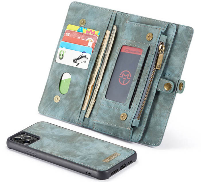 CaseMe iPhone 11 Pro Max Zipper Wallet Magnetic Detachable 2 in 1 Folio Case