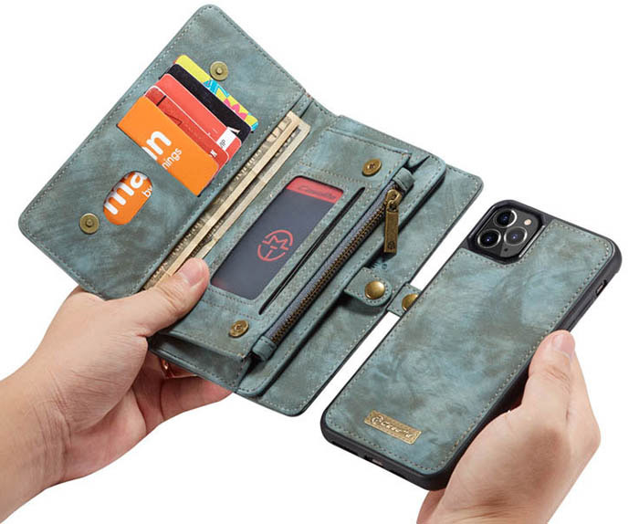 CaseMe iPhone 11 Max Zipper Wallet Magnetic Detachable 2 in 1 Folio Case