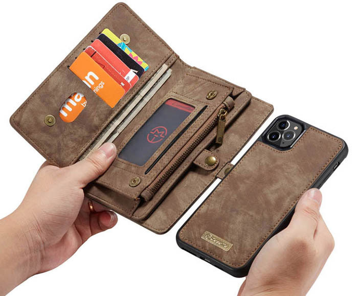 CaseMe iPhone 11 Pro Zipper Wallet Magnetic Detachable 2 in 1 Folio Case