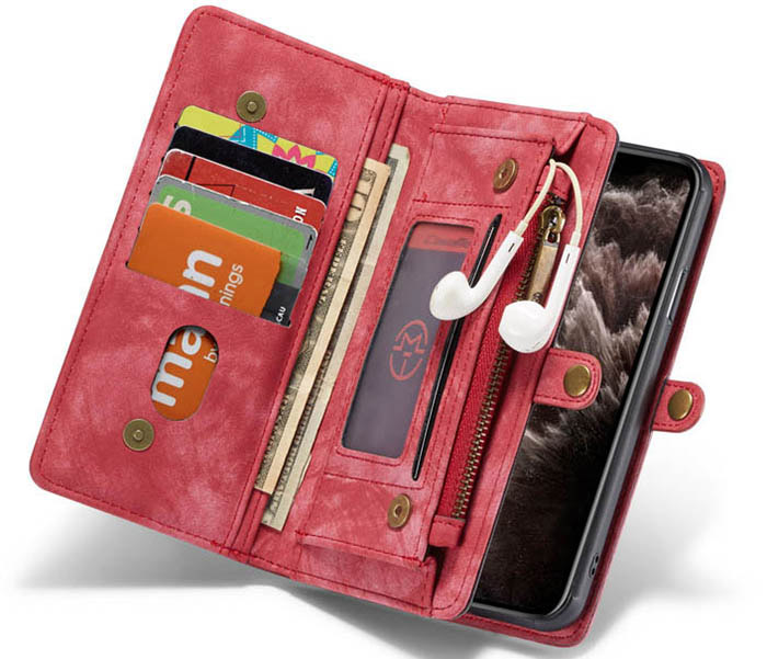 CaseMe iPhone 11 Pro Zipper Wallet Magnetic Detachable 2 in 1 Folio Case