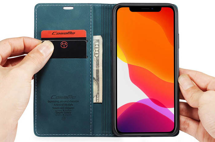 CaseMe iPhone 11 Pro Max Wallet Kickstand Magnetic Flip Leather Case