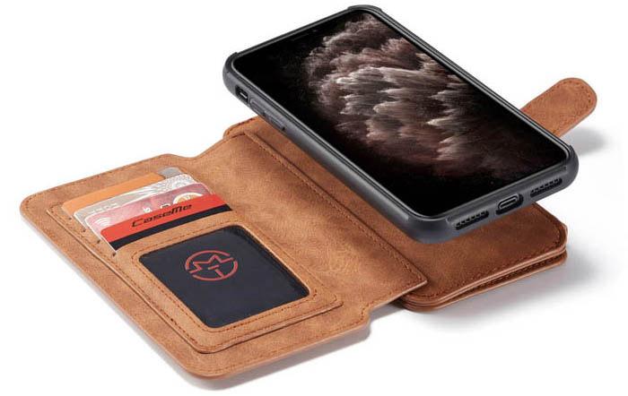 CaseMe iPhone 11 Zipper Wallet Magnetic Detachable 2 in 1 Folio Flip Case