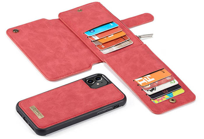 CaseMe iPhone 11 Zipper Wallet Magnetic Detachable 2 in 1 Folio Flip Case