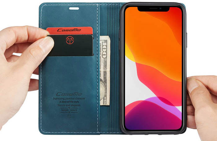 CaseMe iPhone 11 Wallet Kickstand Magnetic Flip Leather Case