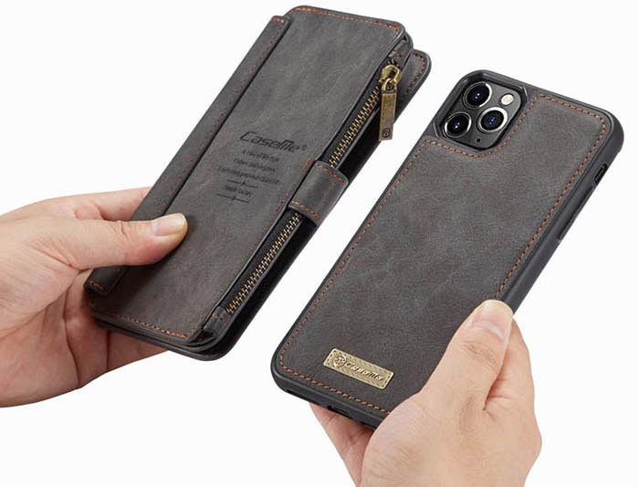 CaseMe iPhone 11 Pro Zipper Wallet Magnetic Detachable 2 in 1 Folio Flip Case