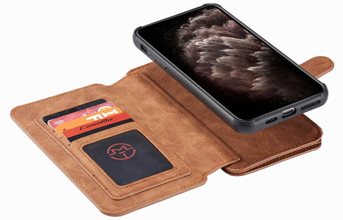 CaseMe iPhone 11 Pro Max Zipper Wallet Magnetic Detachable 2 in 1 Folio Flip Case