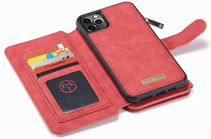 CaseMe iPhone 11 Pro Zipper Wallet Magnetic Detachable 2 in 1 Folio Flip Case