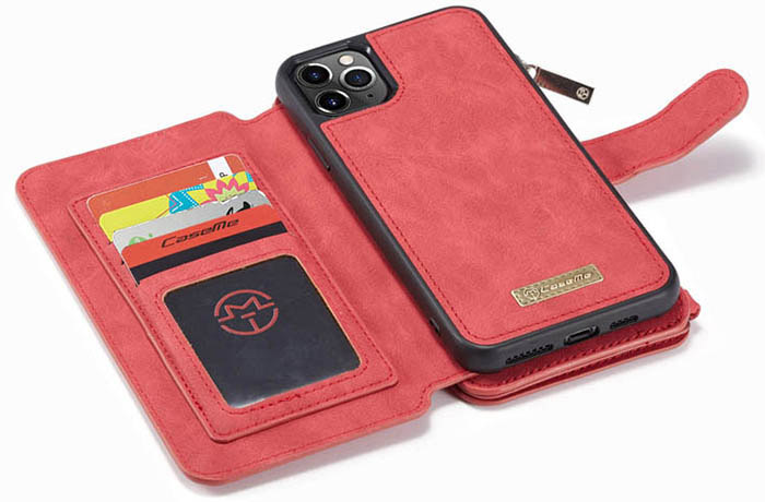 CaseMe iPhone 11 Pro Max Zipper Wallet Magnetic Detachable 2 in 1 Folio Flip Case