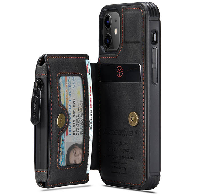 CaseMe iPhone 12 Zipper Pocket Card Slots Case