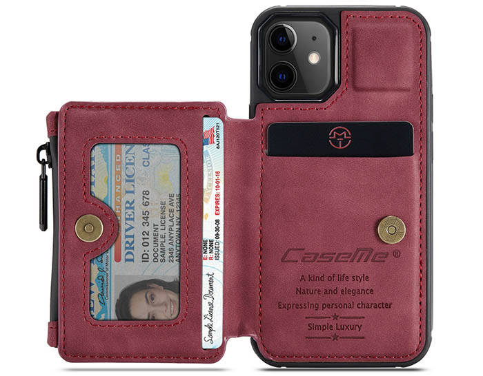 CaseMe iPhone 12 Zipper Pocket Card Slots Case