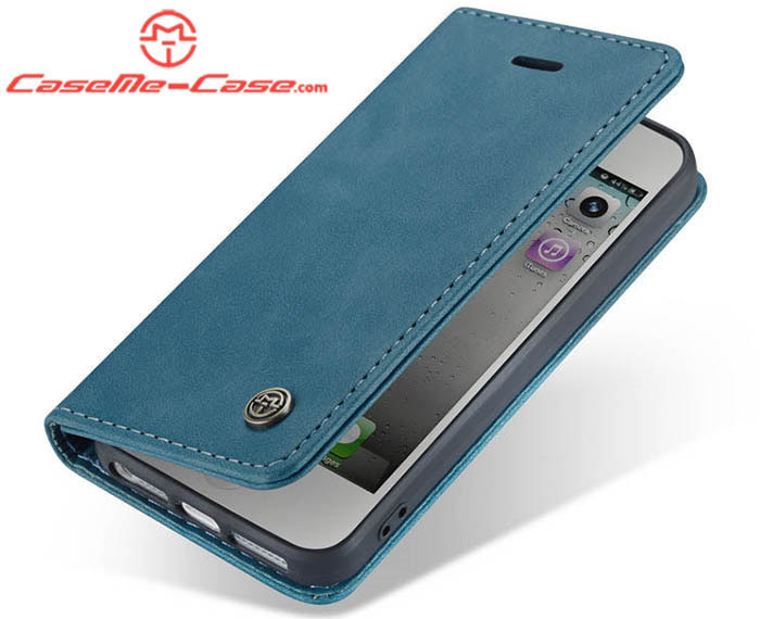 CaseMe iPhone SE/5S Retro Wallet Kickstand Magnetic Flip Leather Case