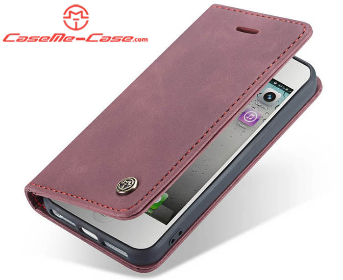 CaseMe iPhone SE/5S Retro Wallet Kickstand Magnetic Flip Leather Case