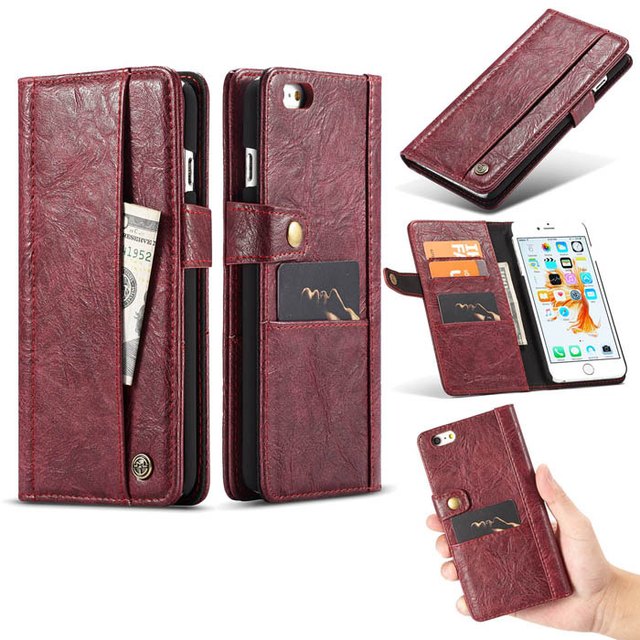 CaseMe iPhone 6 Plus/6s Plus Retro Slot Cards Wallet Case Red