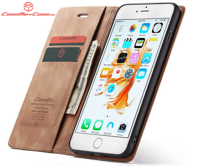 CaseMe iPhone 6 Plus/6s Plus Retro Wallet Kickstand Magnetic Flip Leather Case