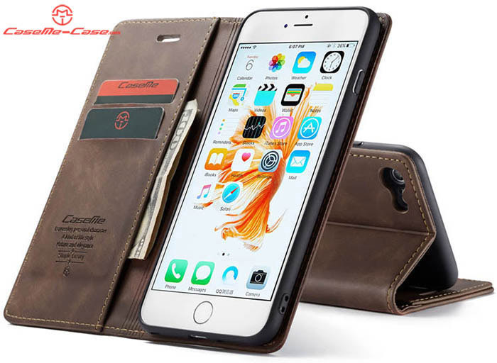 CaseMe iPhone 6 Plus/6s Plus Retro Wallet Kickstand Magnetic Flip Leather Case