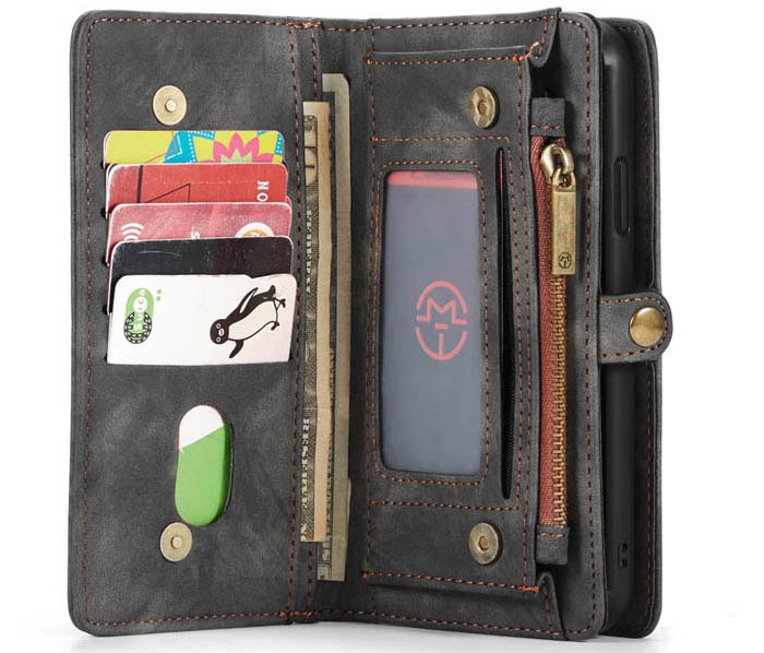 CaseMe iPhone 11 Zipper Wallet Magnetic Detachable 2 in 1 Folio Case