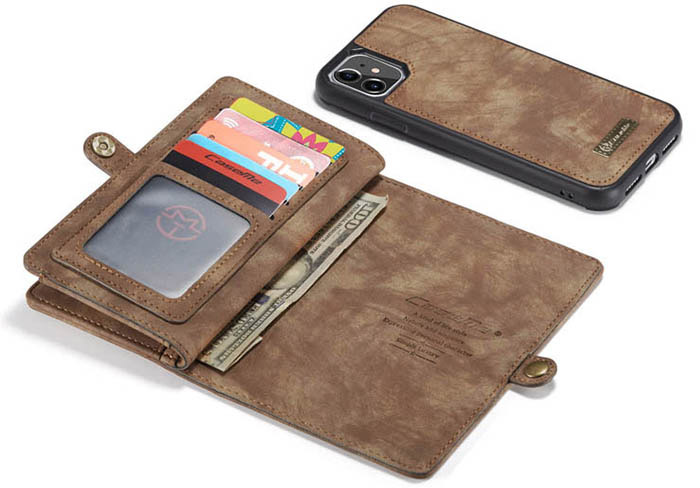 CaseMe iPhone 11 Zipper Wallet Magnetic Detachable 2 in 1 Folio Case