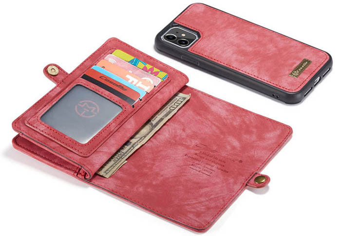 CaseMe iPhone 11 Zipper Wallet Magnetic Detachable 2 in 1 Folio Case