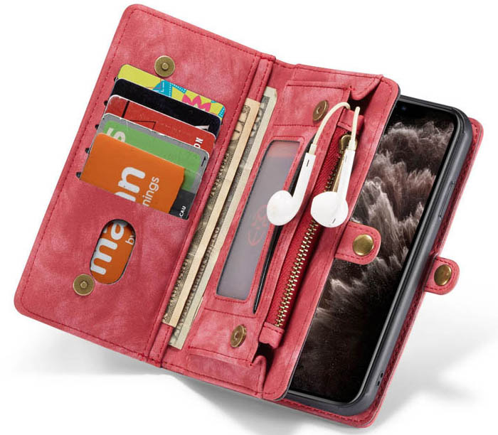 CaseMe iPhone 11 Zipper Wallet Magnetic Detachable 2 in 1 Folio Case