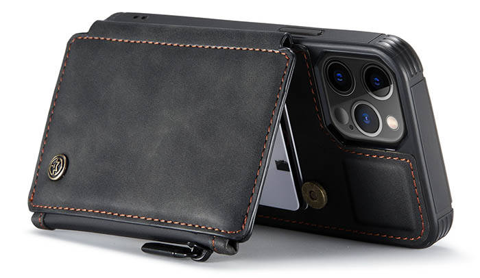 CaseMe iPhone 12 Pro Max Zipper Pocket Wallet PU Leather Coated TPU Cover